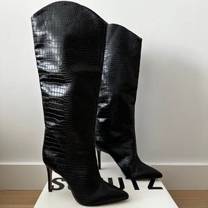SCHUTZ Maryana Boot in Crocodile-Embossed Leather